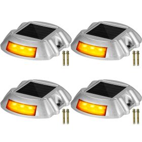 Vevor Driveway Lights, 4-Pack Solar Driveway Lights with Switch Button, Solar Deck Lights Waterproof (Color: Orange, Quantity: 4 Pieces)