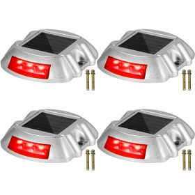 Vevor Driveway Lights, 4-Pack Solar Driveway Lights with Switch Button, Solar Deck Lights Waterproof (Color: Red, Quantity: 4 Pieces)